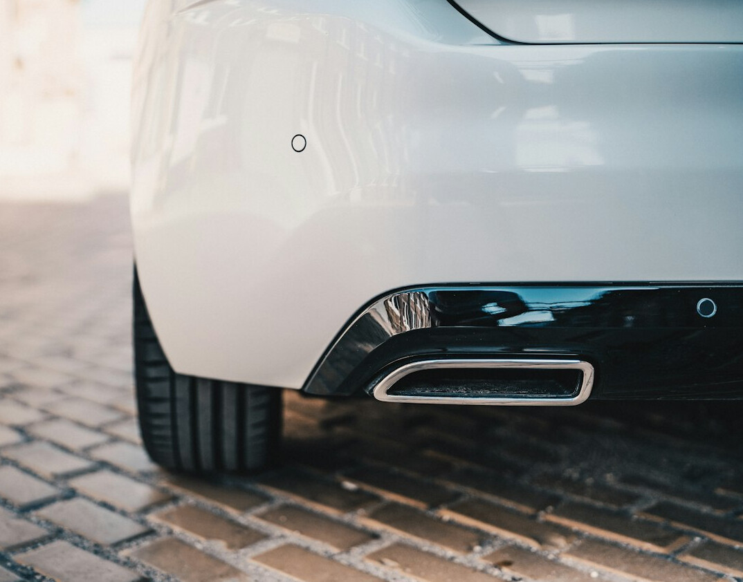 Car rear bumper with parking sensors